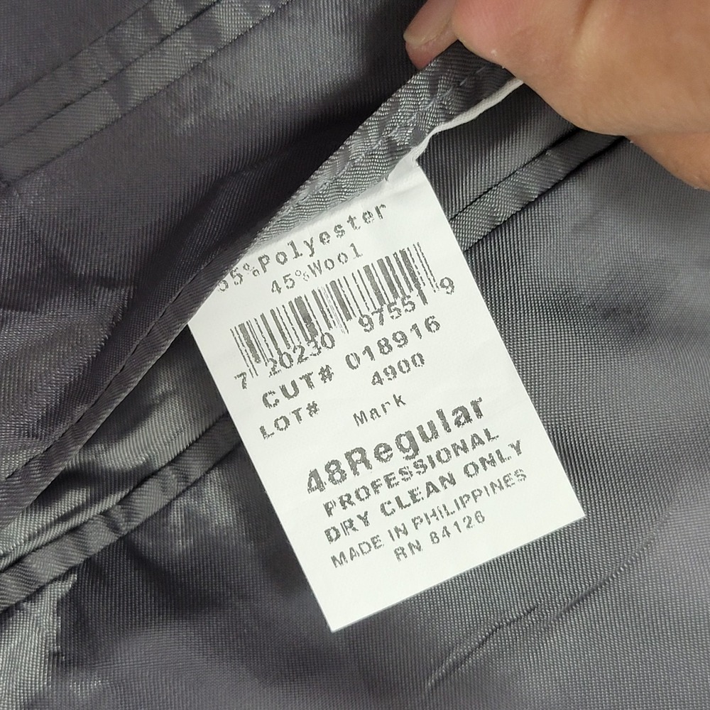 Statements Men's Sport‎ Coat Blazer Two Button Gray Poly Wool Blend Size 48R - Picture 12 of 13